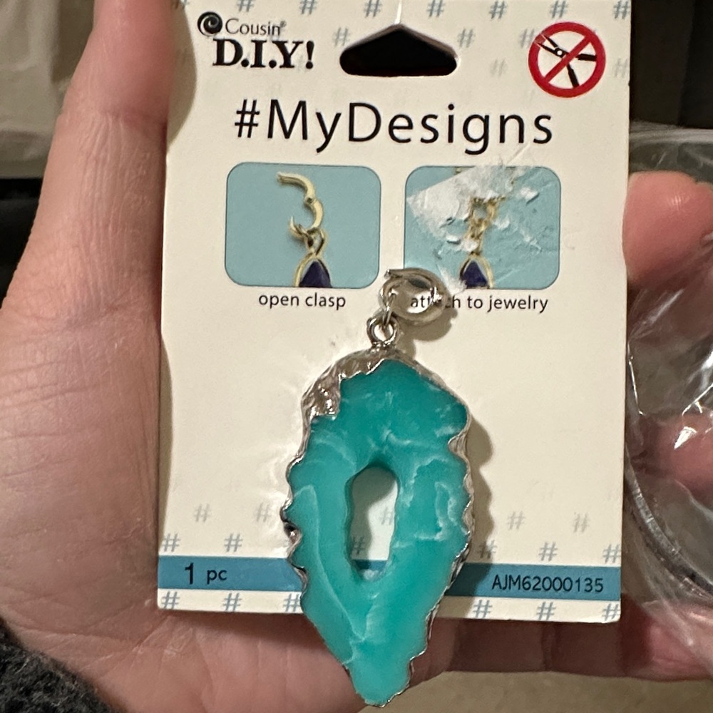 Blue Geode Pendant with Silver Trim